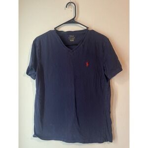 Polo Ralph Lauren Men's Small Navy Blue‎ V-Neck Short Sleeve T-Shirt 100% Cotton